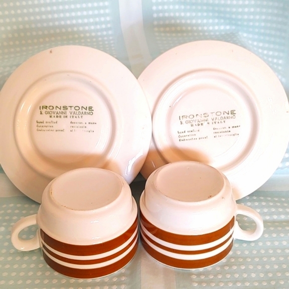 Ironstone 2 Cappuccino/Coffee Cup & Saucer Made in Italy - Picture 4 of 9